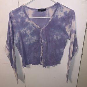 A tie dyed shirt that can unbutton